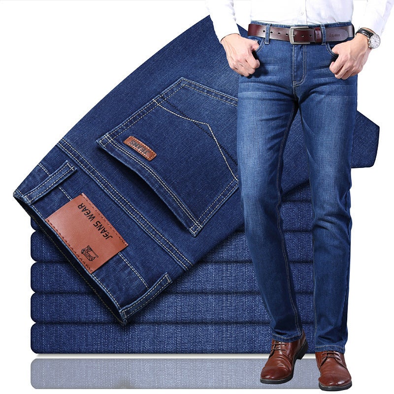 2025 New Mens Jeans Spring and Autumn Loose Straight Trousers Youth Popular Casual Stretch Boys Pants 807-1#Blue 
