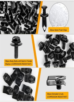 Generic 70PCS Engine Under Cover Splash Shield Guard Body Bolts Screws, Fastener Rivet Clips Front Bumper Fender Liner Push Retainer Fastener Rivet Clips U-Nuts Kit, Black  - Image 4
