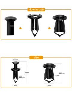 Generic 70PCS Engine Under Cover Splash Shield Guard Body Bolts Screws, Fastener Rivet Clips Front Bumper Fender Liner Push Retainer Fastener Rivet Clips U-Nuts Kit, Black  - Image 3