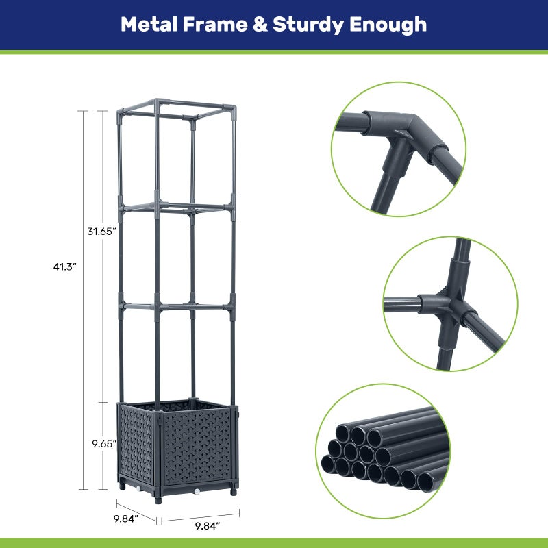 LINEX Raised Garden Bed Planter Box with Trellis, 41.3â€ Tomato Planters for Climbing Plants Vegetable Vine Flowers Outdoor Patio, Tomatoes Cage w/Self-Watering - Image 4