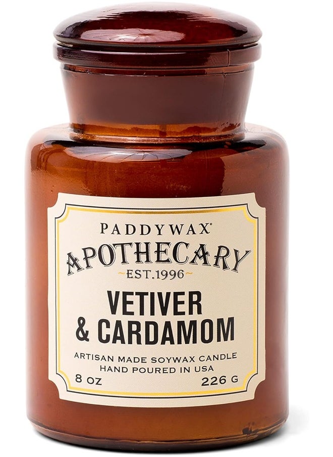 Paddywax Paddywax Candles Apothecary Collection Soy Wax Blend Candle in Glass Jar, Medium, 8 Ounce, Vetiver & Cardamom  - Image 1