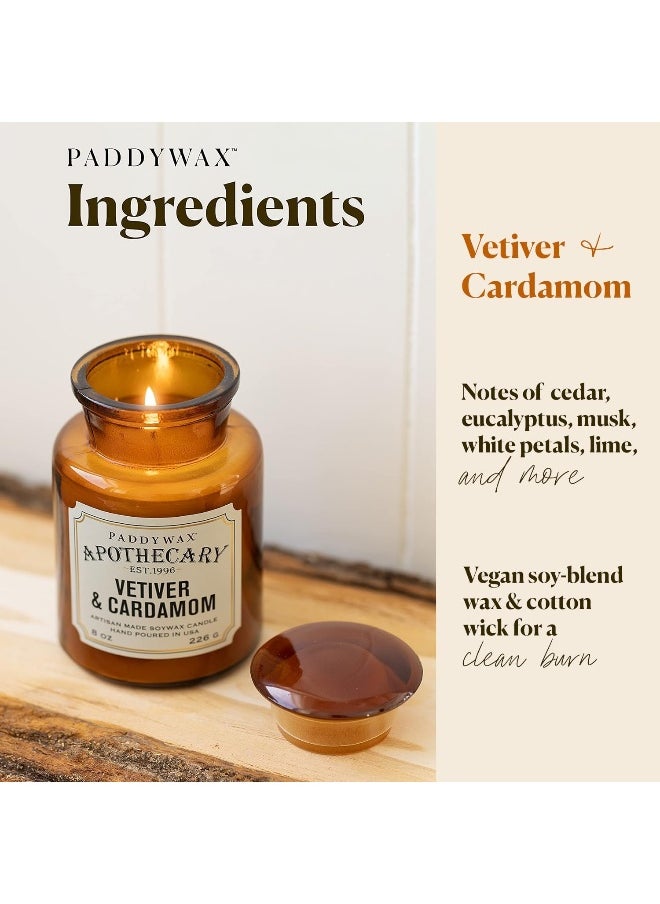 Paddywax Paddywax Candles Apothecary Collection Soy Wax Blend Candle in Glass Jar, Medium, 8 Ounce, Vetiver & Cardamom  - Image 5