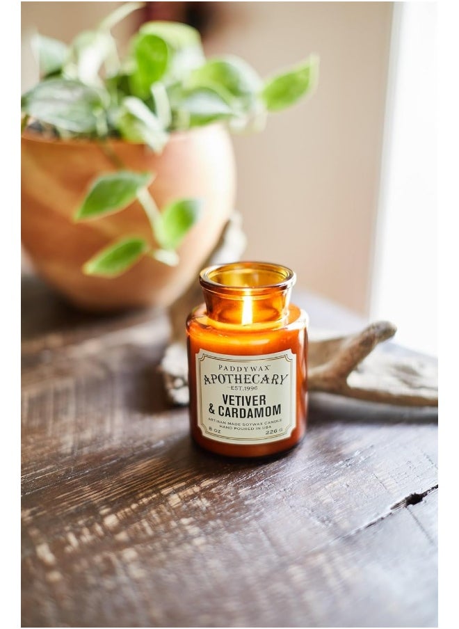 Paddywax Paddywax Candles Apothecary Collection Soy Wax Blend Candle in Glass Jar, Medium, 8 Ounce, Vetiver & Cardamom  - Image 2
