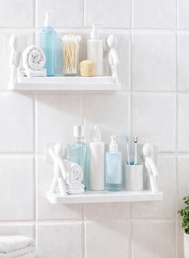 Oblivion Bathroom Stick On Shelf - Heavy Duty Adhesive Wall Mounted Organizer Rack Without Drilling for Bathroom, Toilet, Kitchen & Living Room, Multipurpose Floating Wall Shelf for Home Storage (2) - Image 2