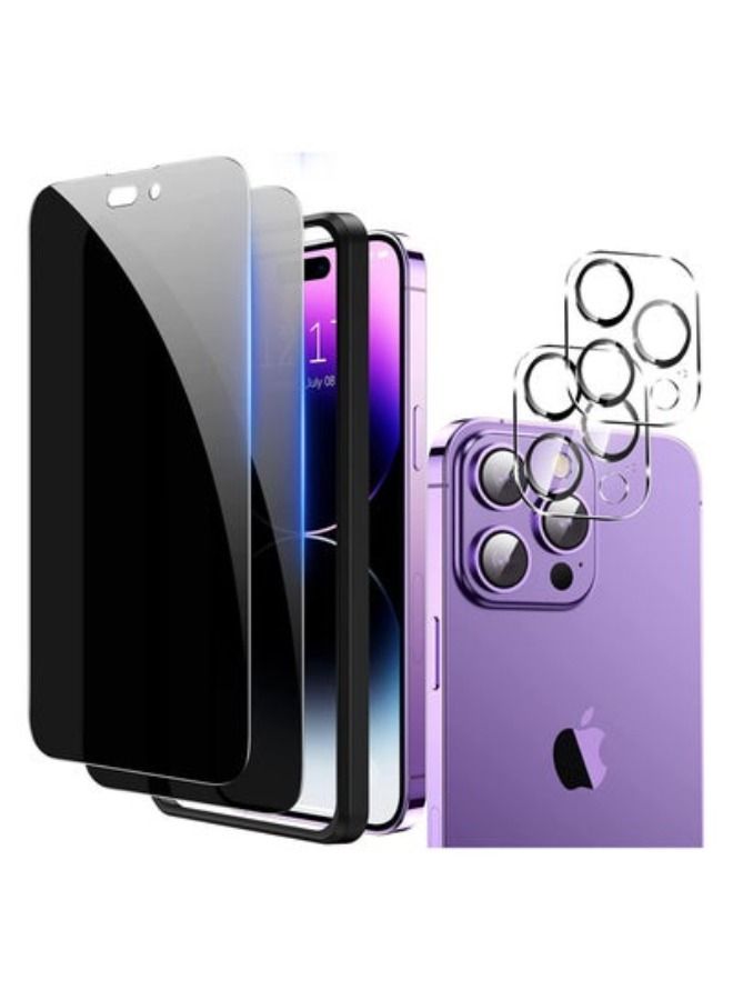 ACLIX [2+2 Pack] iPhone 14 Pro Max Privacy Screen Protector with Camera Lens Protector, Privacy Screen iPhone 14 Pro Max with Easy Installation Kit, Anti Spy Private Tempered Glass Film 6.7 Inc - Image 1