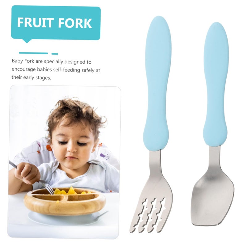 Self Feeding Training Fork And Spoon Set With Storage Box For Toddlers Easy Carry - Image 5