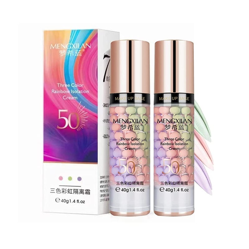2Pcs Pore PrimerSkin Tone Correcting Facial SerumOne Step Face Makeup PrimerIsolation Cream Invisible PoreCover Acne MarksOil Control Moisturizing Essence Concealer Foundation