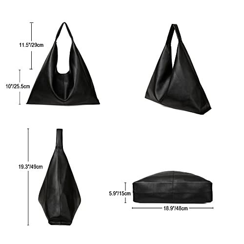YLYYHH Leather Tote Bag, Oversized Hobo Bags, Large Tote Bag for Women Work, Vegan Leather Handbags Travel, Oversized Tote Handbag, Black - Image 2