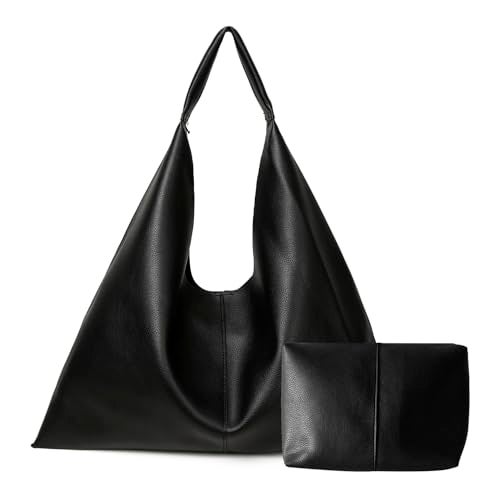 YLYYHH Leather Tote Bag, Oversized Hobo Bags, Large Tote Bag for Women Work, Vegan Leather Handbags Travel, Oversized Tote Handbag, Black - Image 1