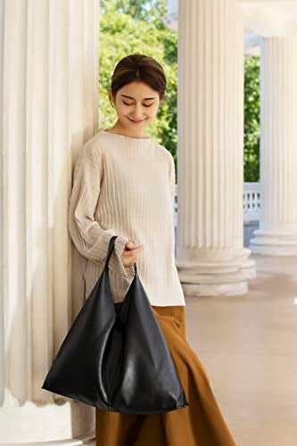 YLYYHH Leather Tote Bag, Oversized Hobo Bags, Large Tote Bag for Women Work, Vegan Leather Handbags Travel, Oversized Tote Handbag, Black - Image 5