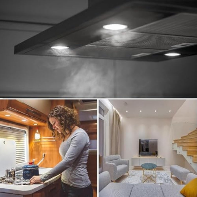 LED Downlights 12V, 3W Ultra-Thin Recessed Ceiling Spot Lights, Dimmable Puck Lights in Warm White 3000K for Camper, RV, Boat, Caravan, Motorhome, Kitchen, Bathroom, Hallway, Indoor Use, 4PCS - Image 2