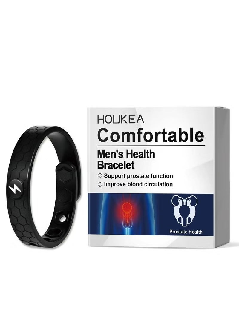 Houkea Men's Magnetic Bracelet, Magnetic Copper Prostate Band,  Promotes Blood Circulation (Black)  - Image 1
