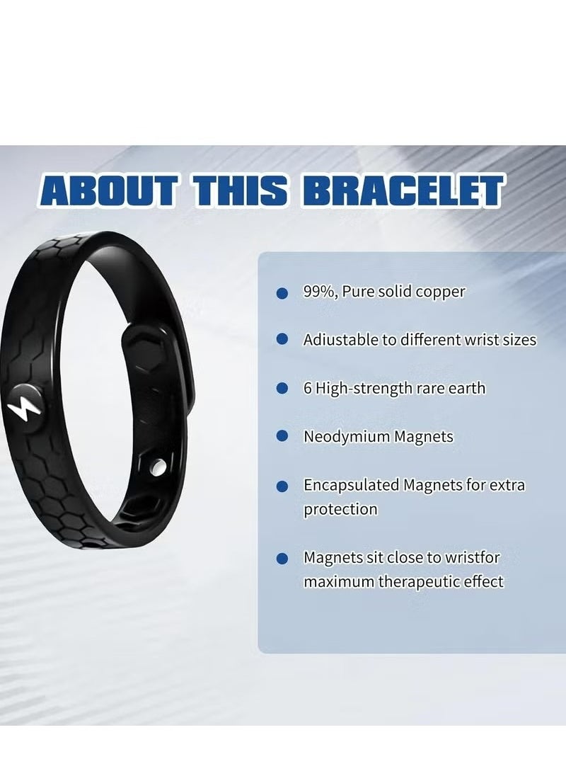 Houkea Men's Magnetic Bracelet, Magnetic Copper Prostate Band,  Promotes Blood Circulation (Black)  - Image 2