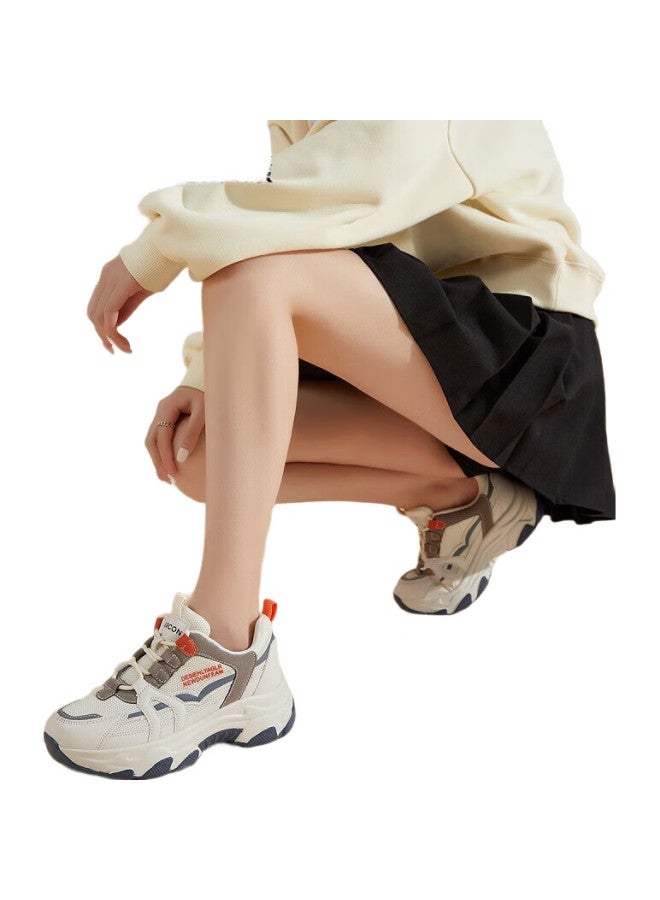 YEARCON Women'S Chunky Sneakers, Breathable Mesh Casual Sports Shoes, Lightweight Women'S Footwear E63101130 Bright Orange 35 - Image 2