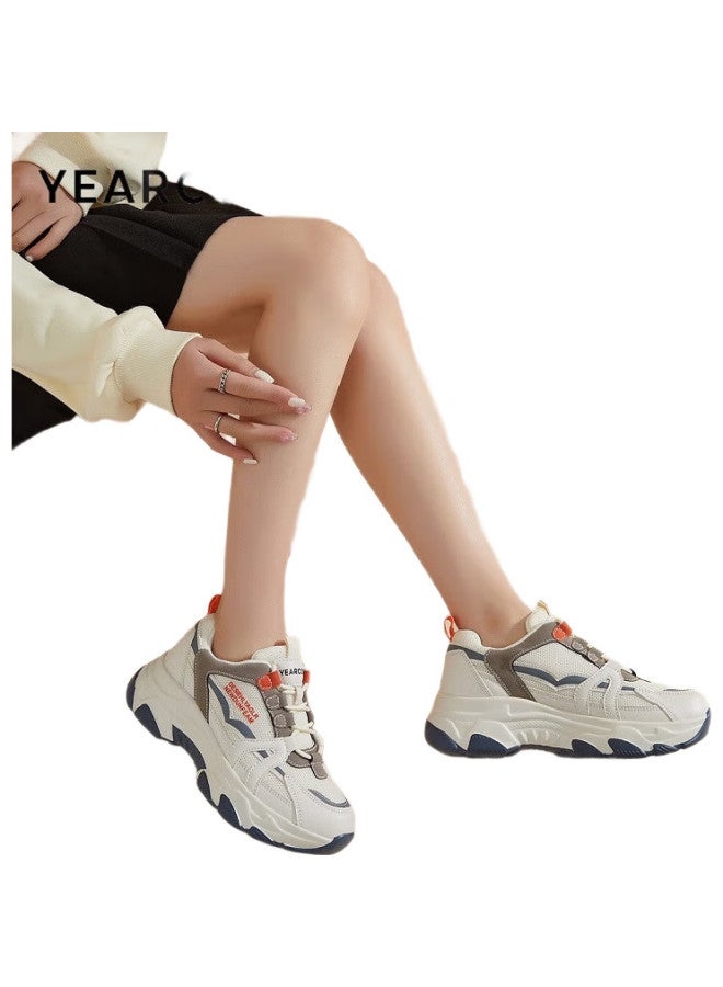 YEARCON Women'S Chunky Sneakers, Breathable Mesh Casual Sports Shoes, Lightweight Women'S Footwear E63101130 Bright Orange 35 - Image 3