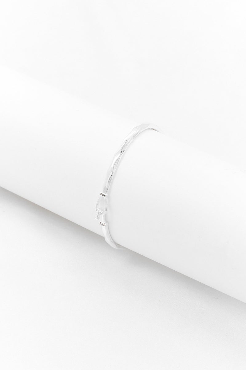 ALEX AND ANI Women Stainless Steel Faceted Hook Braclet, Silver  - Image 3