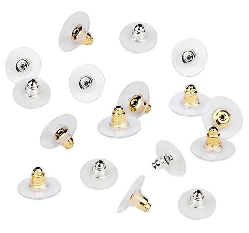 DIY Crafts DIY Crafts 800, Clear Silver, Pairs Bullet Clutch Earring Backs with Pad Earring Safety Backs (Silver; Gold; Clear & Flat Clear) Earring Back F(800, Clear Silver)  - Image 1
