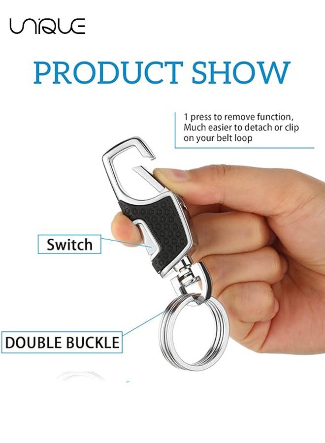 Unique 2 Pack Key Chain with Heavy Duty Car Keychain with 2 Metal Key Rings Carabiner Keychians-Black and brownish red - Image 4