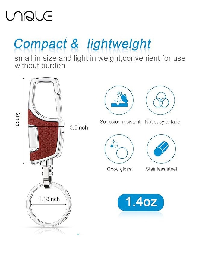 Unique 2 Pack Key Chain with Heavy Duty Car Keychain with 2 Metal Key Rings Carabiner Keychians-Black and brownish red - Image 3