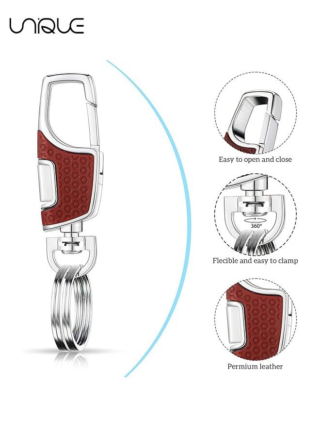 Unique 2 Pack Key Chain with Heavy Duty Car Keychain with 2 Metal Key Rings Carabiner Keychians-Black and brownish red - Image 2