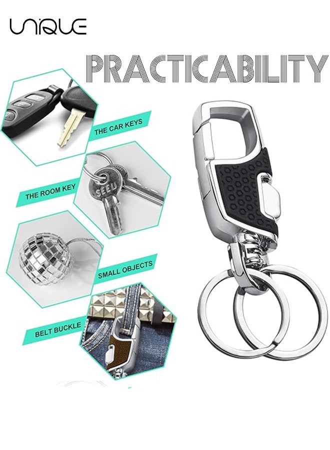 Unique 2 Pack Key Chain with Heavy Duty Car Keychain with 2 Metal Key Rings Carabiner Keychians-Black and brownish red - Image 5