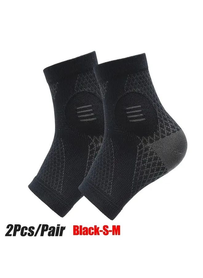 Black S M Ankle Support Compression Socks For Sports Injury Prevention - Image 1