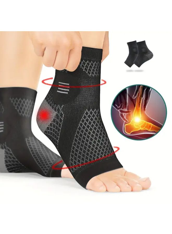 Black S M Ankle Support Compression Socks For Sports Injury Prevention - Image 3