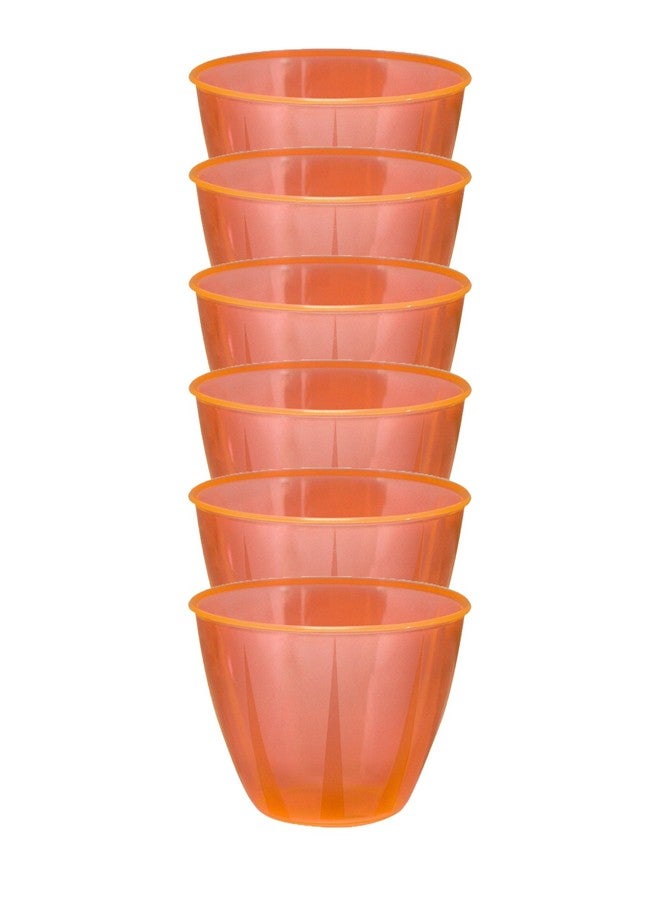 Party Essentials Hard Plastic 24-Ounce Small Serving Bowls, Neon Orange, 6-Count - Image 3