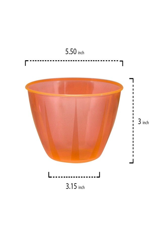 Party Essentials Hard Plastic 24-Ounce Small Serving Bowls, Neon Orange, 6-Count - Image 2