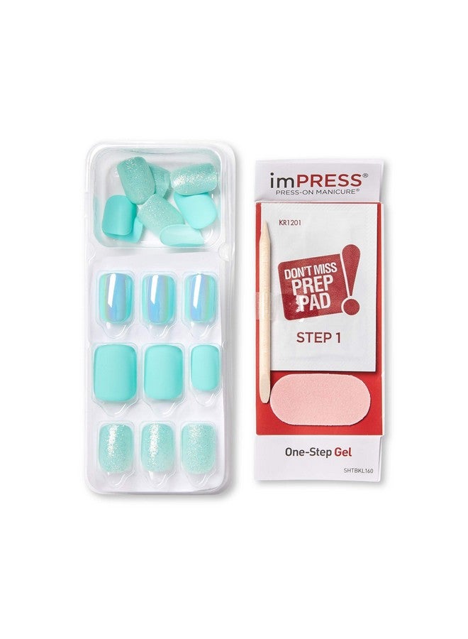 إمبريس أظافر KISS imPRESS بدون غراء، تصميم "Rain Check"، أزرق، مقاس قصير، شكل بيضاوي، تتضمن 30 ظفرًا، وسادة تحضير، ورقة تعليمات، عصا مانيكير واحدة، مبرد صغير واحد - Image 5