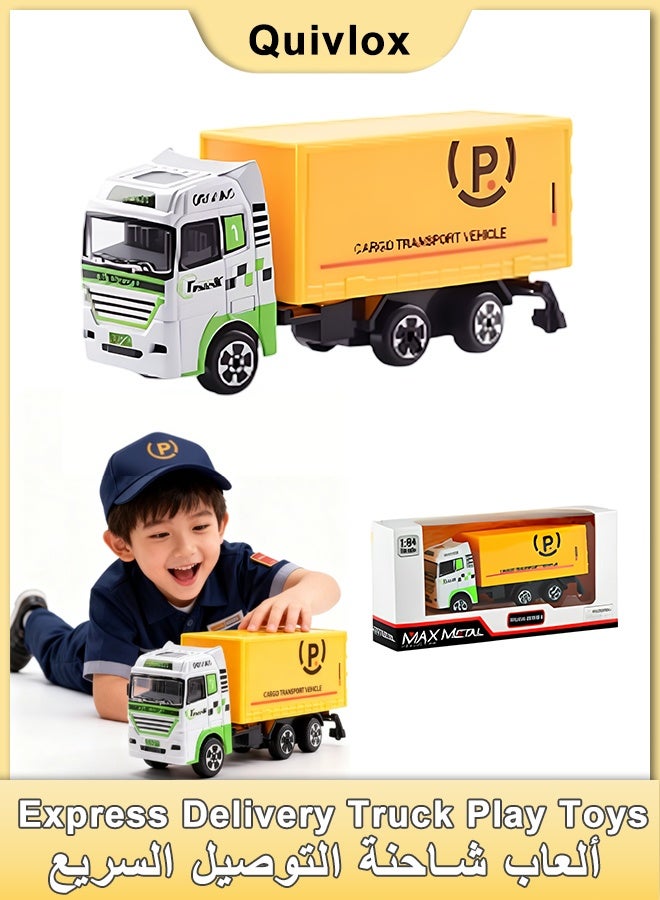 Quivlox Kids Express Delivery Truck Toy,Delivery Truck Toy with Container,Alloy Fire Fighting Toys,Role-playing Toys,Inertia-driven Delivery Truck Toy,Toys That Help Children Develop Problem-solving Skills,Transport Truck and Engineering Vehicle Toys - Image 1