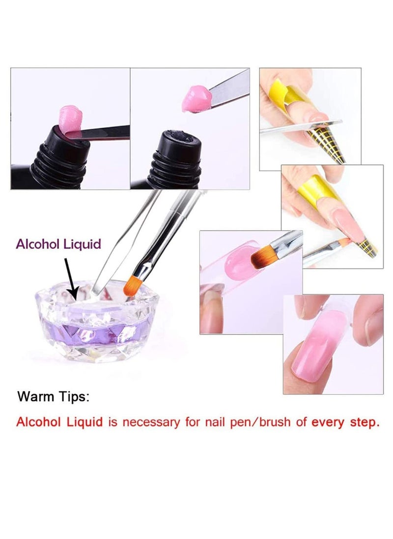 Double Ended Nail Art Brushes, Poly Gel Brush and Picker, 2 in 1 Designs, Manicure Care Tool, for Poly Gel UV Gel Acrylic Nails Extension, Nail Art Design Painting Salon and DIY(Pink)