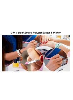 Excefore Double Ended Nail Art Brushes, Poly Gel Brush and Picker, 2 in 1 Designs, Manicure Care Tool, for Poly Gel UV Gel Acrylic Nails Extension, Nail Art Design Painting Salon and DIY(Pink)  - Image 3