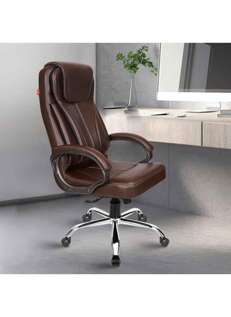 Rose ROSE Kyte Leatherette Executive High Back Revolving Office Chair with Color Options Integrated Lumbar Support with Comfortable Seating 1 Year Warranty Brown  - Image 1