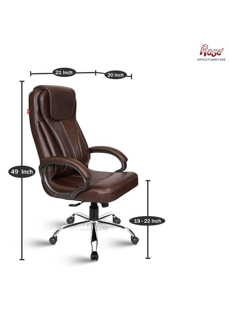Rose ROSE Kyte Leatherette Executive High Back Revolving Office Chair with Color Options Integrated Lumbar Support with Comfortable Seating 1 Year Warranty Brown  - Image 2