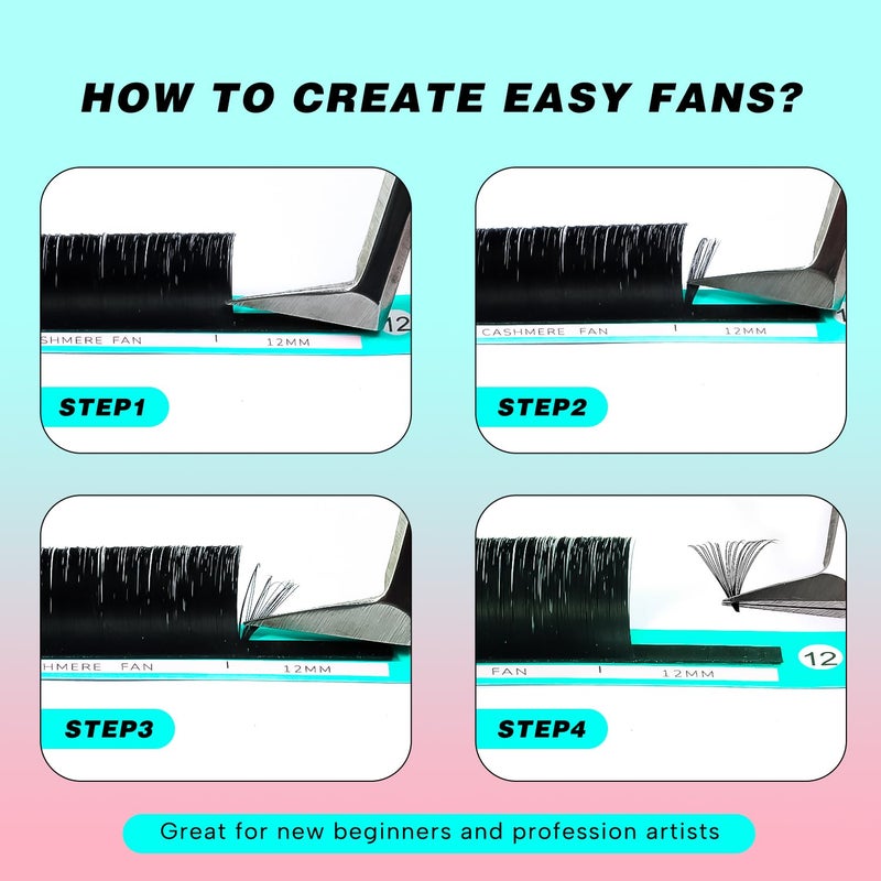 VAVALASH Cashmere Easy Fan Lashes 0.03 0.05 0.07 C/CC/D/DD Volume Lash Extensions 8MM-20MM Matte Black Self Fanning Eyelash Extensiones, Professional Supplies for Lash Artists (D-0.07,14mm) - Image 3