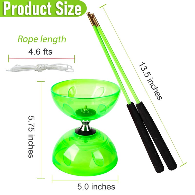 BODY RHYTHM BodyRhythm Five Bearings Chinese Diabolo Yoyo Set with Fiberglass Sticks, Adjustable Strings for All Ages - Best for Fitness and Tricks (Blue) - Image 5