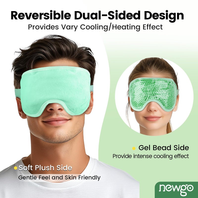 NEWGO Cooling Eye Mask for Puffy Eyes, Cold Eye Mask Eye Ice Pack for After Eyes Surgery, Tension Stress Relief, Itchy Eyes, Headaches, Dark Circles - Blue (Green) - Image 3