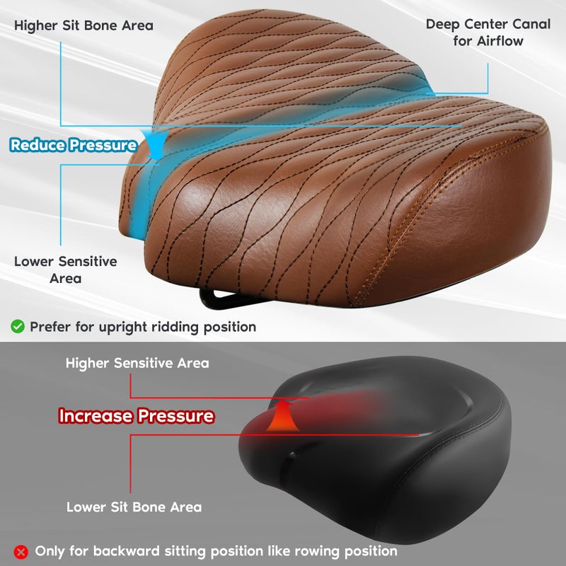 X WING New-Age Noseless Bike Seat Cushion for Men & Women - Extra Padding & Wide - Suitable for City, Electric, Stationary Bikes - Compatible with Peloton Bikes â€“ Wide Winged Bike Seat with Cushion - Image 3