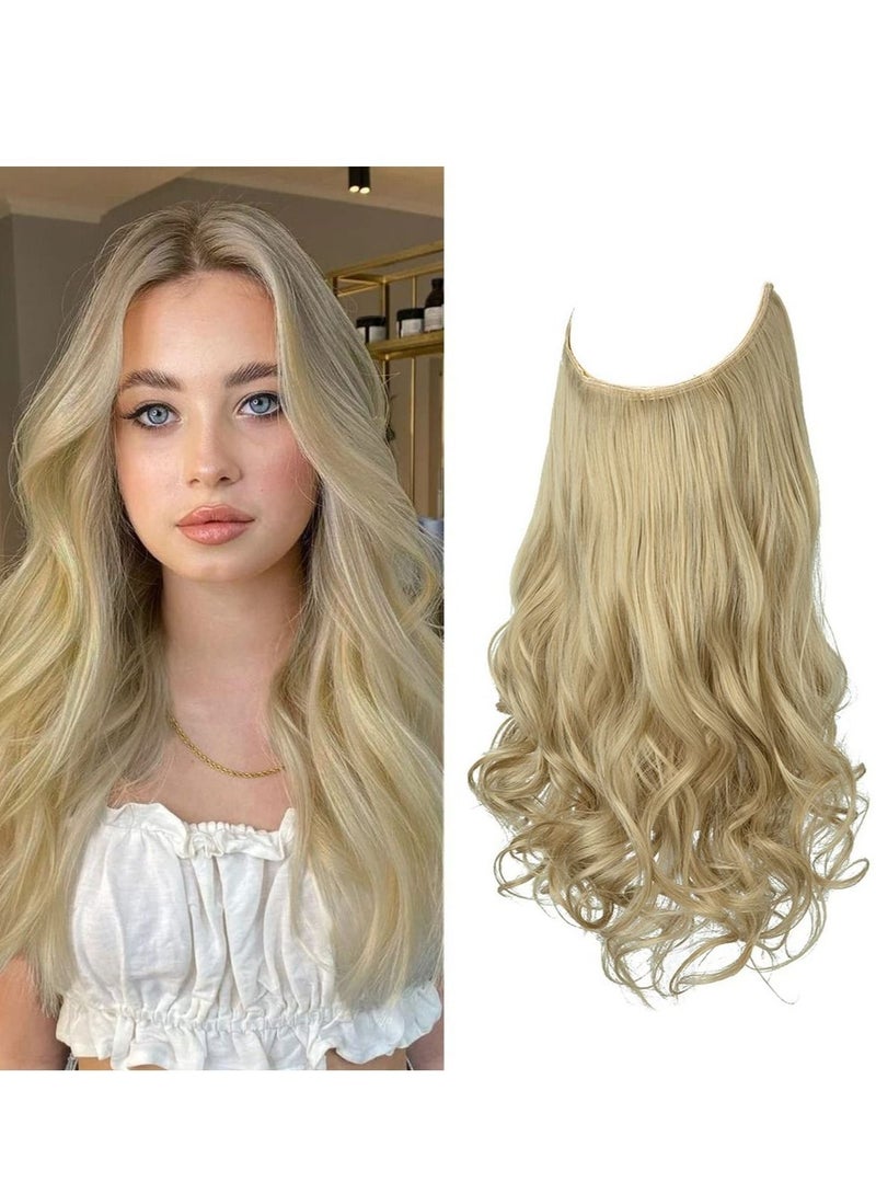 إستيل وصلات شعر أشقر طبيعي تاج سلكي اصطناعي مموج مجعد آدمي للنساء ألياف مقاومة للحرارة غير مرئية 36 سنتيمتر - Image 1