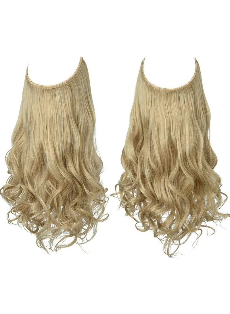 إستيل وصلات شعر أشقر طبيعي تاج سلكي اصطناعي مموج مجعد آدمي للنساء ألياف مقاومة للحرارة غير مرئية 36 سنتيمتر - Image 2