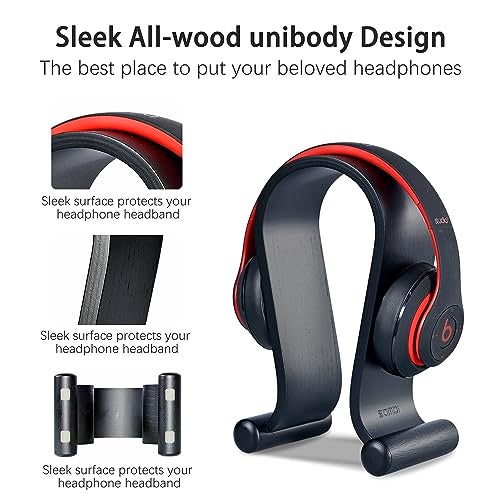 SAMDI Wood Headphone Stand Headset Stand Headphone Holder Universal Gaming Headset Holder - Oak Wood - Image 2