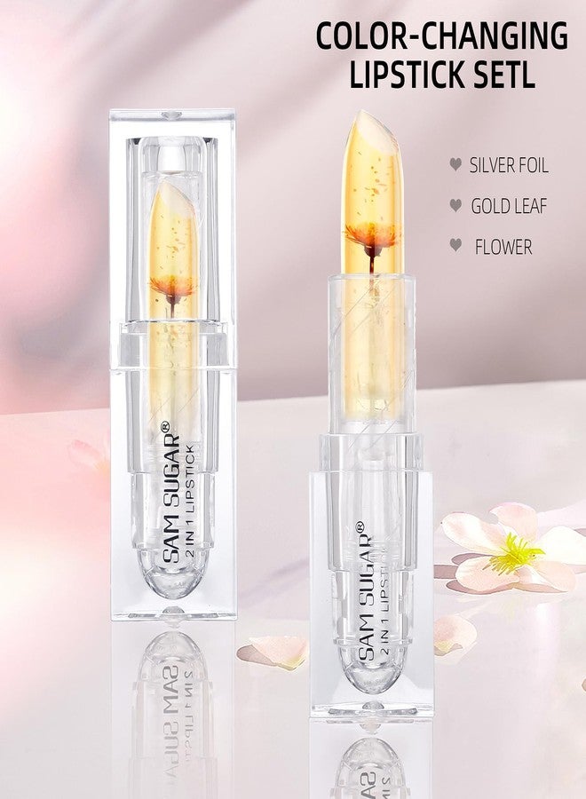 سكر سام أحمر شفاه سام سوجر المقاوم للانتقال والمتغير اللون، مرطب يدوم طويلاً، أحمر شفاه شفاف، يتغير لونه حسب درجة الحرارة ودرجة الحموضة (قطعتان) - Image 5