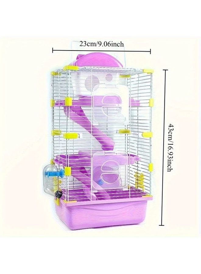 Pink 3 Tier Hamster Cage Castle Design Acrylic Habitat Multi Level Play Area - Image 3