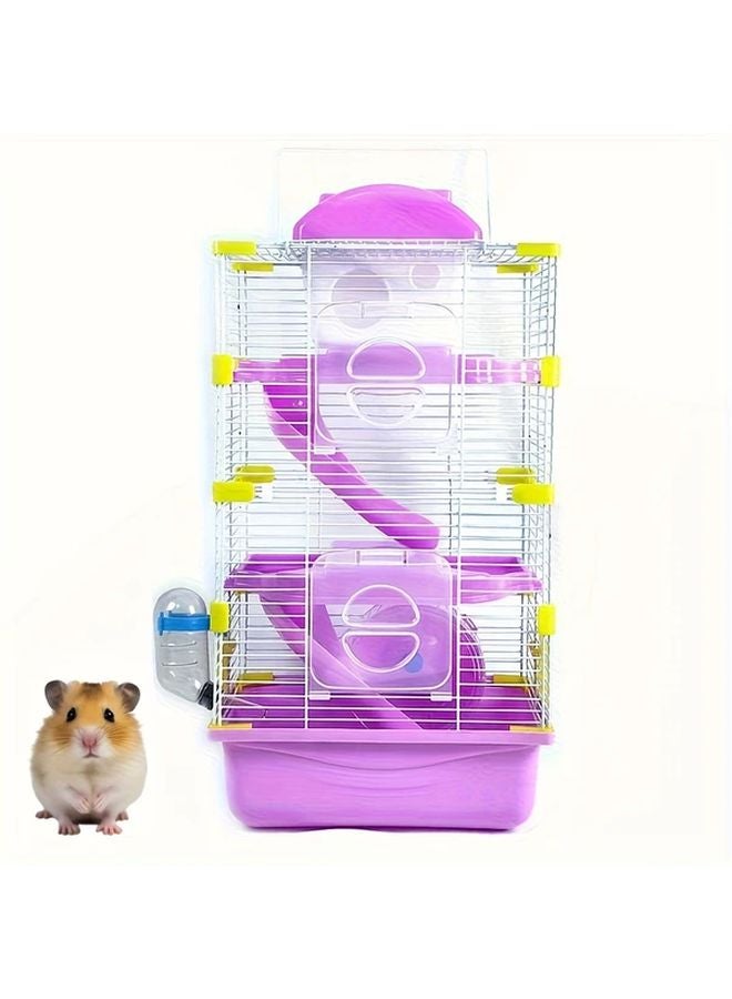 Pink 3 Tier Hamster Cage Castle Design Acrylic Habitat Multi Level Play Area - Image 1