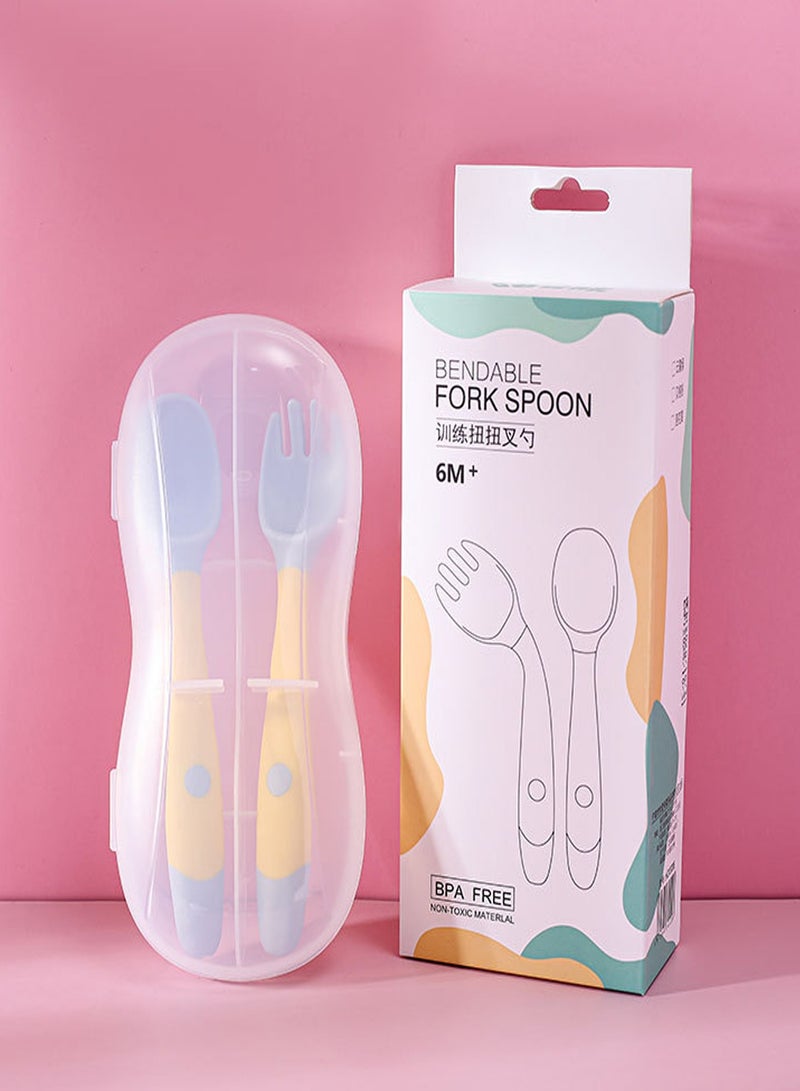 Red Blossom Bendable fork spoon Yellow color  - Image 1