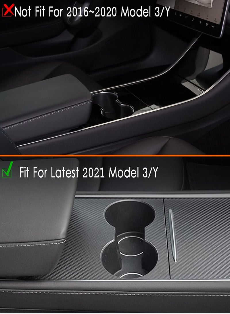 SYOSI Center Console Wrap Kit for Tesla Model 3 / Model Y 2021 Matte Black Console Cover Interior Trim Wrap Kit for Tesla 2021 Accessories (Matte Carbon Fiber) - Image 2