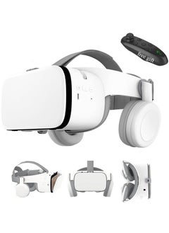 VR Headset for iPhone Apple Android PC Phone, 3D Virtual Reality Headset VR Set Game System VR Goggles Glasses W/Remote for Kids & Adult Play Game Watch 3D IMAX Movie, White