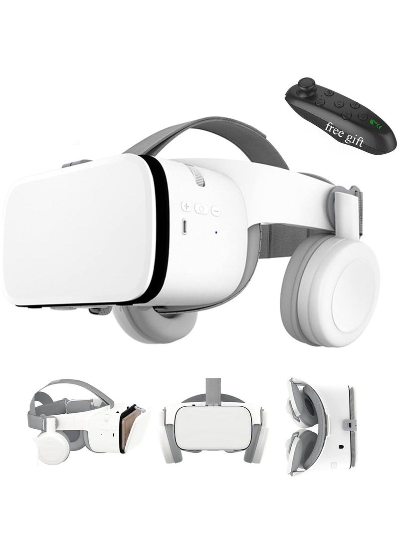 Generic - VR Headset for iPhone Apple Android PC Phone, 3D Virtual Reality Headset VR Set Game System VR Goggles Glasses W/Remote for Kids & Adult Play Game Watch 3D IMAX Movie, White - Image 1