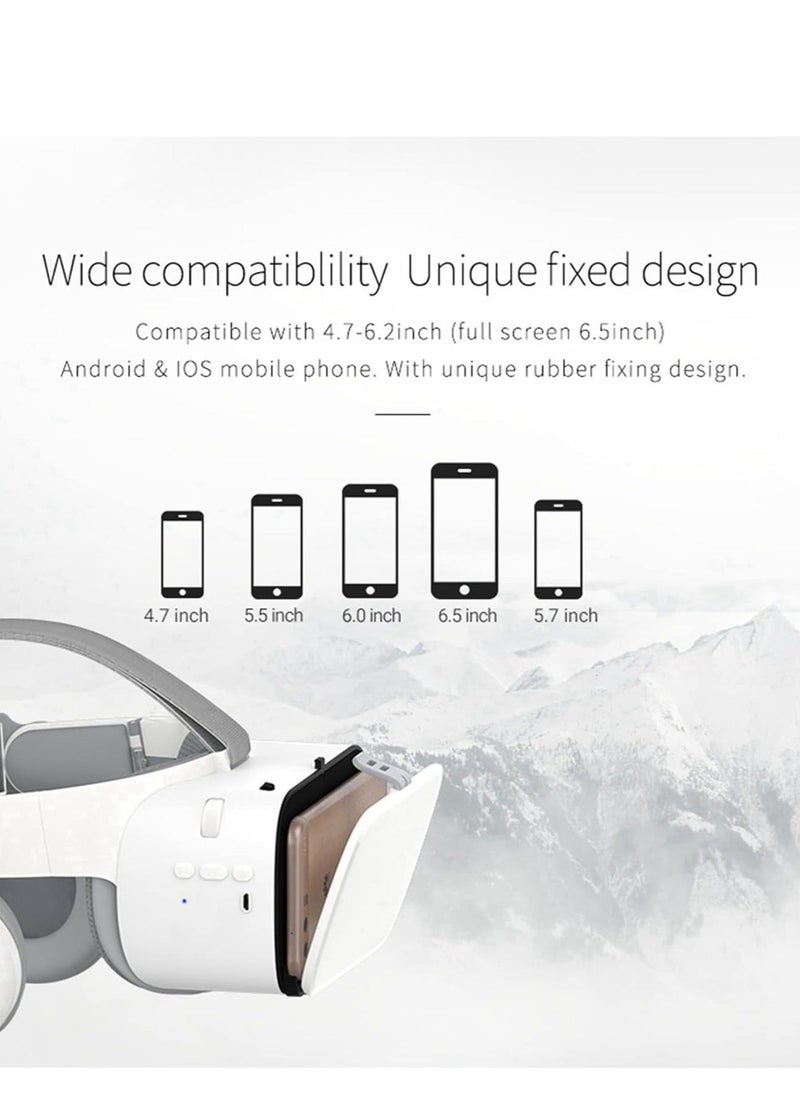 Generic - VR Headset for iPhone Apple Android PC Phone, 3D Virtual Reality Headset VR Set Game System VR Goggles Glasses W/Remote for Kids & Adult Play Game Watch 3D IMAX Movie, White - Image 1
